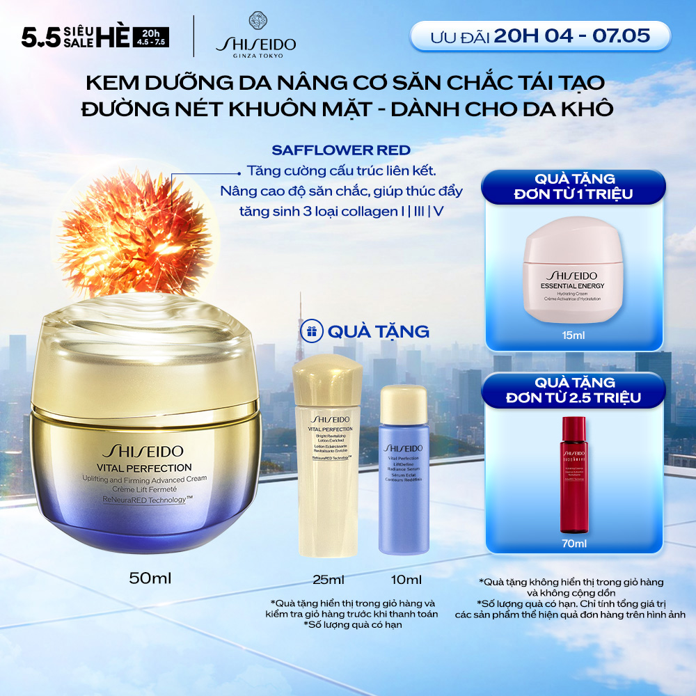 Kem dưỡng nâng cơ săn chắc ngăn ngừa lão hóa da Shiseido Vital Perfection Uplifting and Firming Advanced Cream 50ml