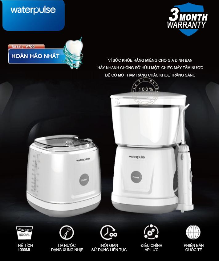 Máy tăm nước gia đình Waterpulse V700 Tặng kèm hộp đừng vòi