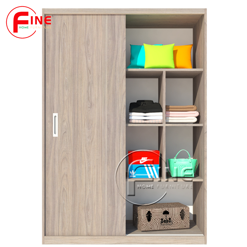 Tủ quần áo cửa lùa fine home ht092 gỗ mfc ngoại nhập, thiết kế hiện đại
