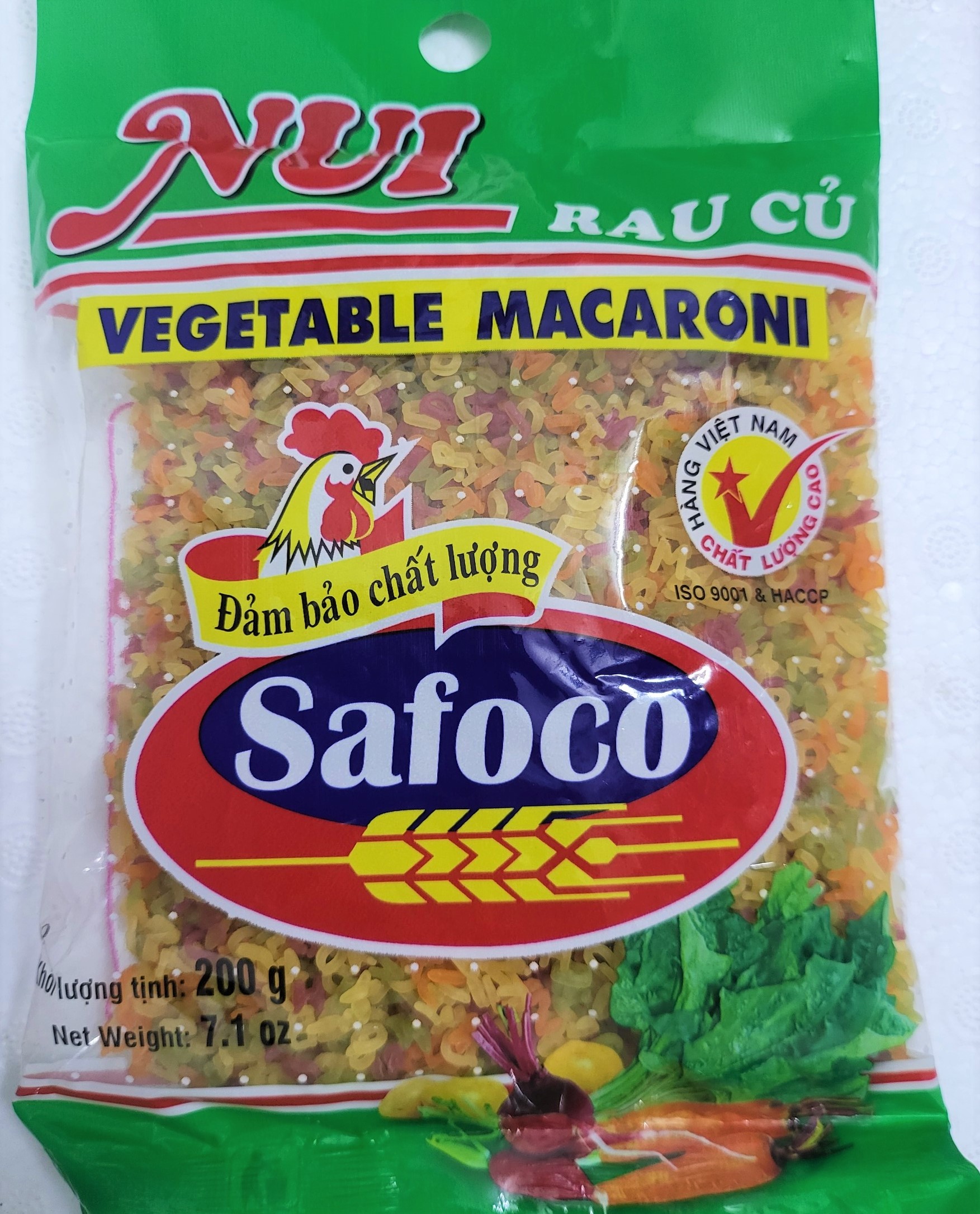 Nui rau củ nhiều màu safoco alphabet vegetable macaroni
