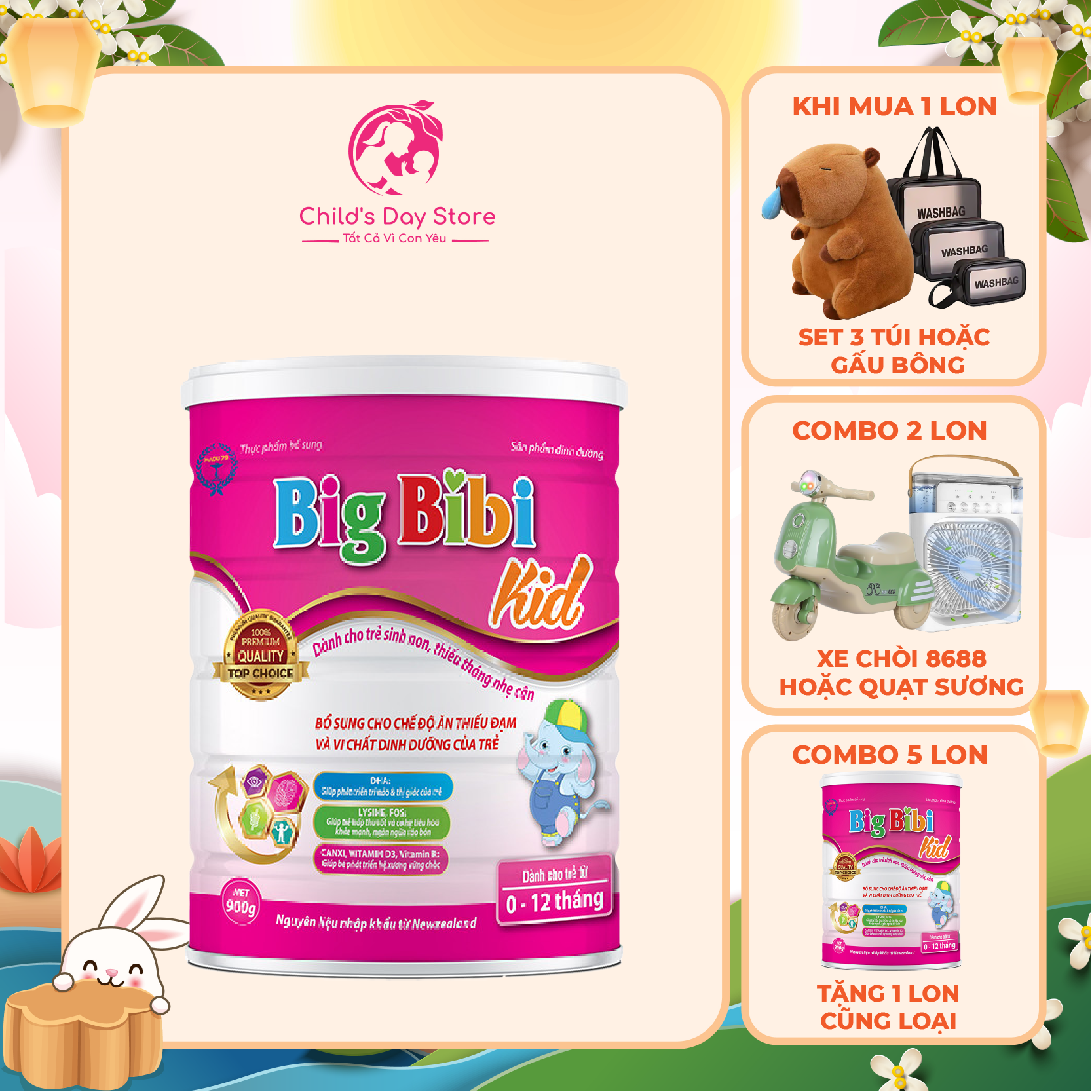 Sữa big bibi kid 900g ⚡freeship⚡dành cho trẻ sinh non,thiếu tháng nhẹ cân.