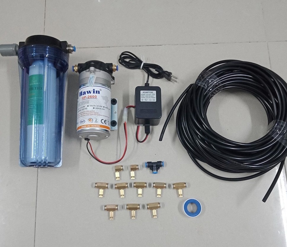 Bộ phun sương Hawin HP-2600 Đài Loan Loại TỐT 10 béc 20m dây kèm lọc thô