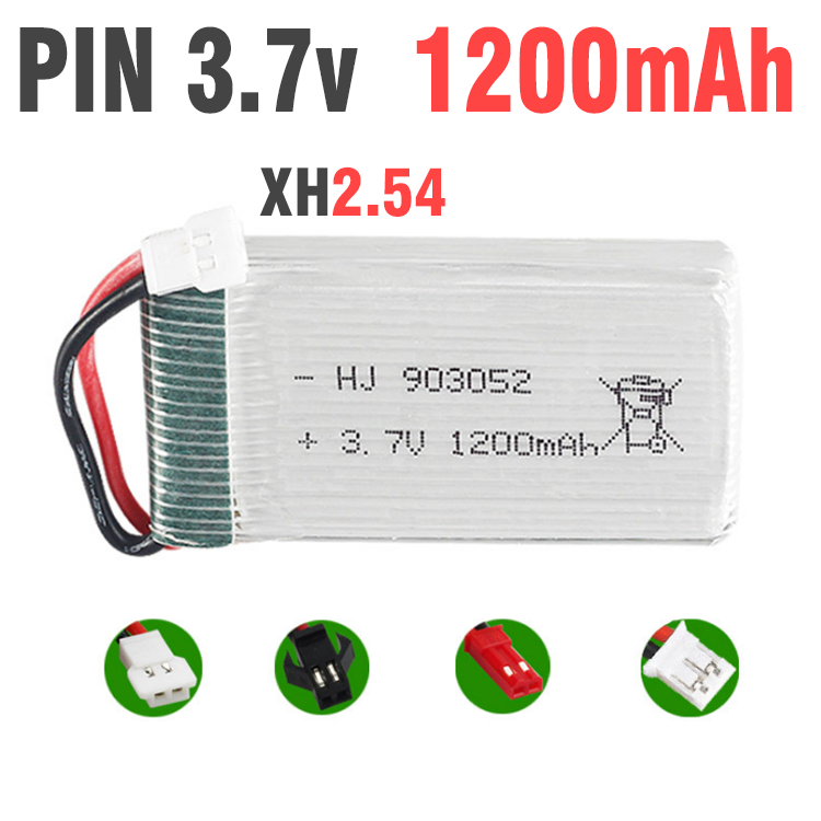 Pin sạc 3.7v 1800mAh /1200mah cho flycam máy bay xe mô hình đồ chơi điều khiển từ xa đồ chơi trẻ em