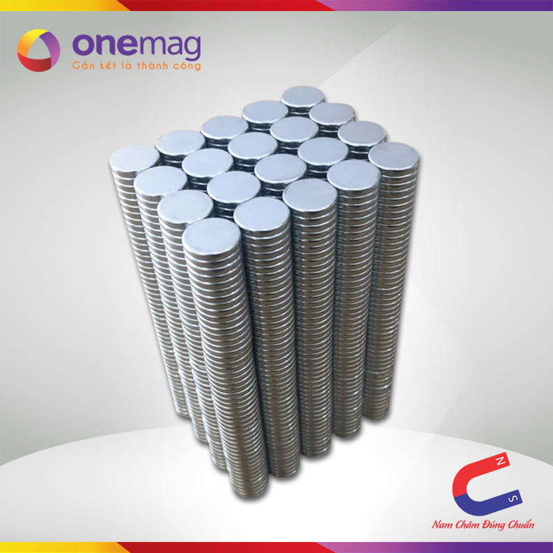 50 viên nam châm đất hiếm tròn 12x2mm mạ kẽm lực từ n35 cực mạnh