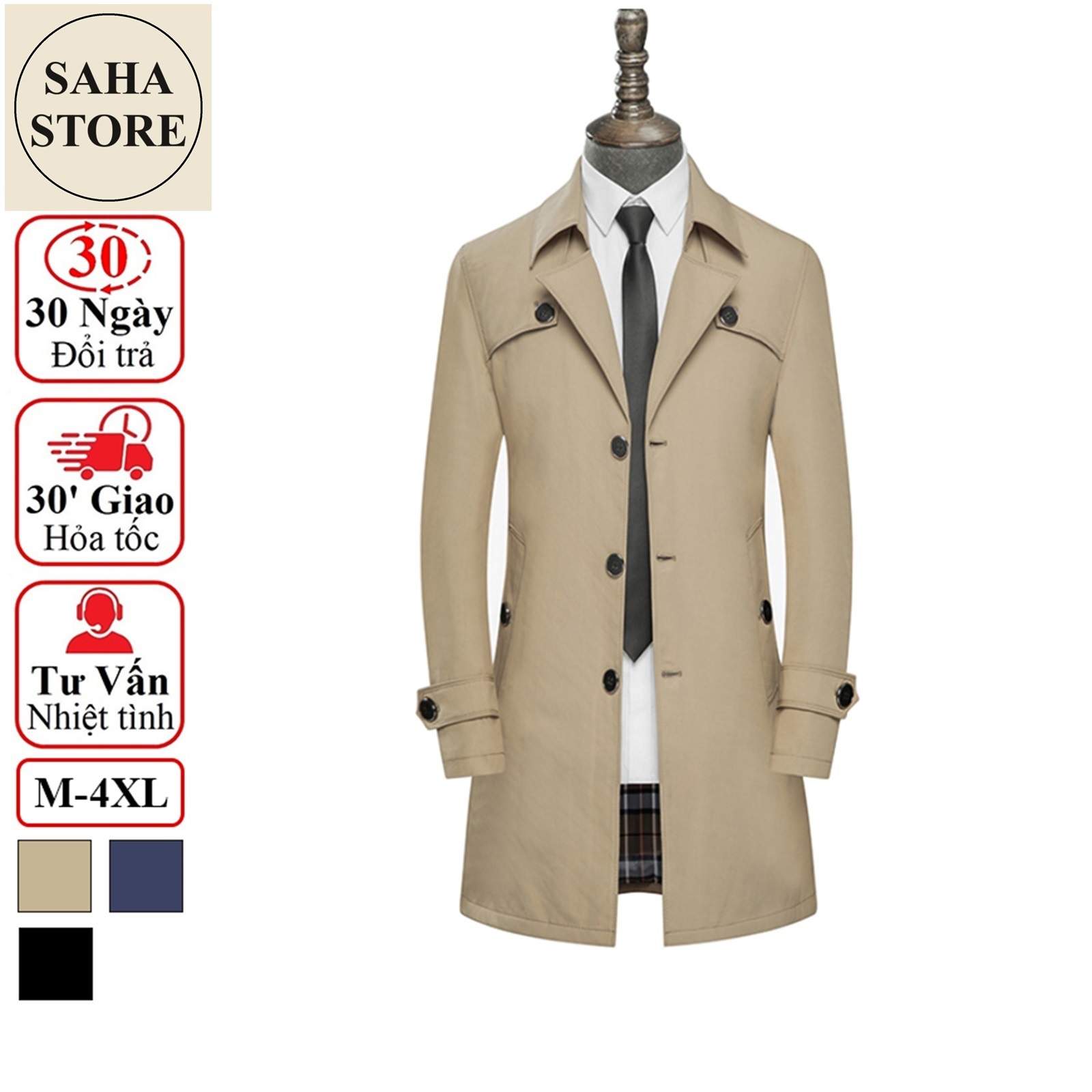 Áo khoác blazer nam kaki SAHA15 măng tô hàn quốc mangto dáng vừa big size to cỡ lớn 2xl 3xl 4xl xxl xxxl 80kg 90kg