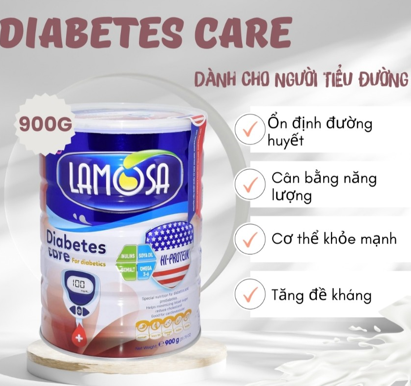 [HSD T5/2026, 900g] Sữa bột Lamosa Diabestes Care dành cho người tiểu đường, tiền tiểu đường.