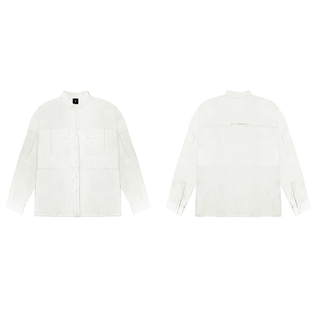 Áo sơmi ranverbae stand collar trắng