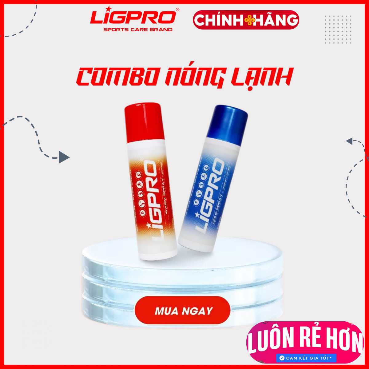 [2 loại xịt] Xịt lạnh giảm đau, Xịt nóng khởi động nhanh LIGPRO chiết xuất từ thiên nhiên 160ML