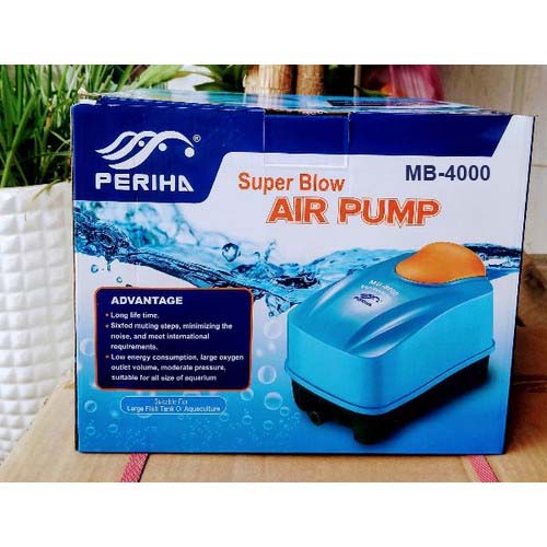 Máy sục sủi oxy  12 vòi PERIHA MB-4000 ( 15W - 30L/P) siêu êm,  tặng 12 đá sủi + 12 m dây - Máy sục khí oxi cao cấp