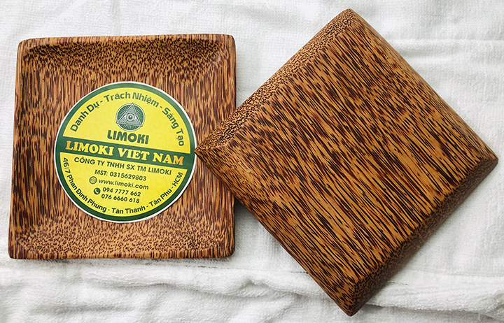 Dĩa gỗ dừa hình vuông