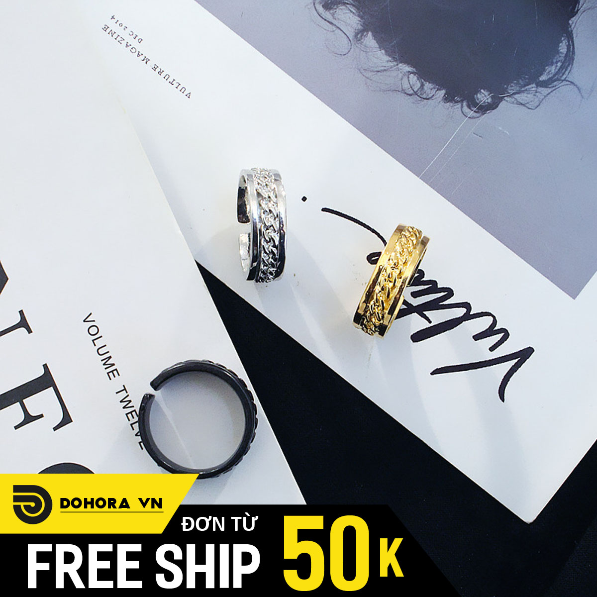 Nhẫn tay chất liệu titan thời trang nam nữ NT10 , nhân dành cho học sinh giá rẻ, viền hở cá tính cá tính cực ngầu