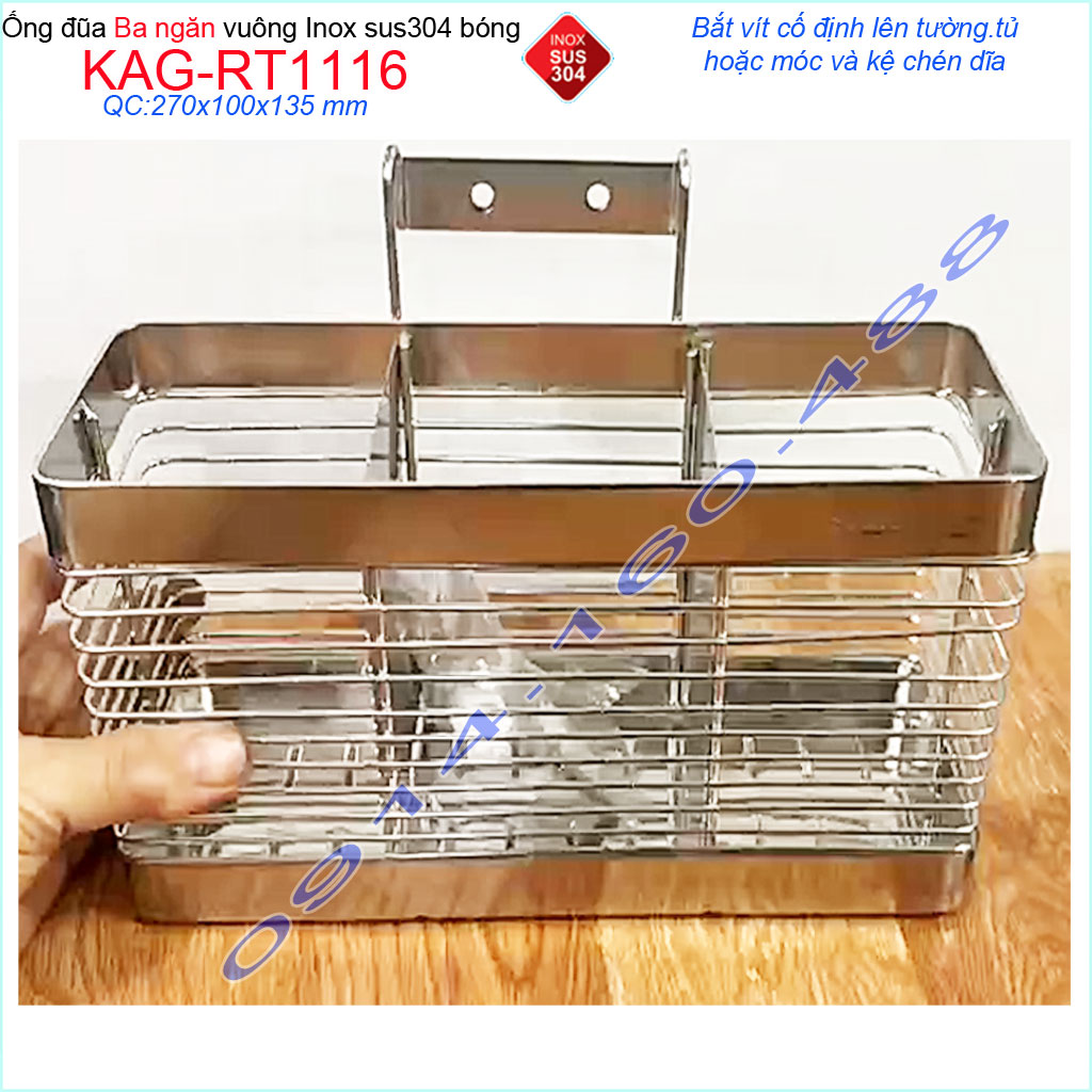 Ống đũa 3 ngăn kag-rt1116 , kệ đũa 3 ngăn ống đựng đũa nhà bếp inox sus304 siêu bền giá tốt sử dụng tốt