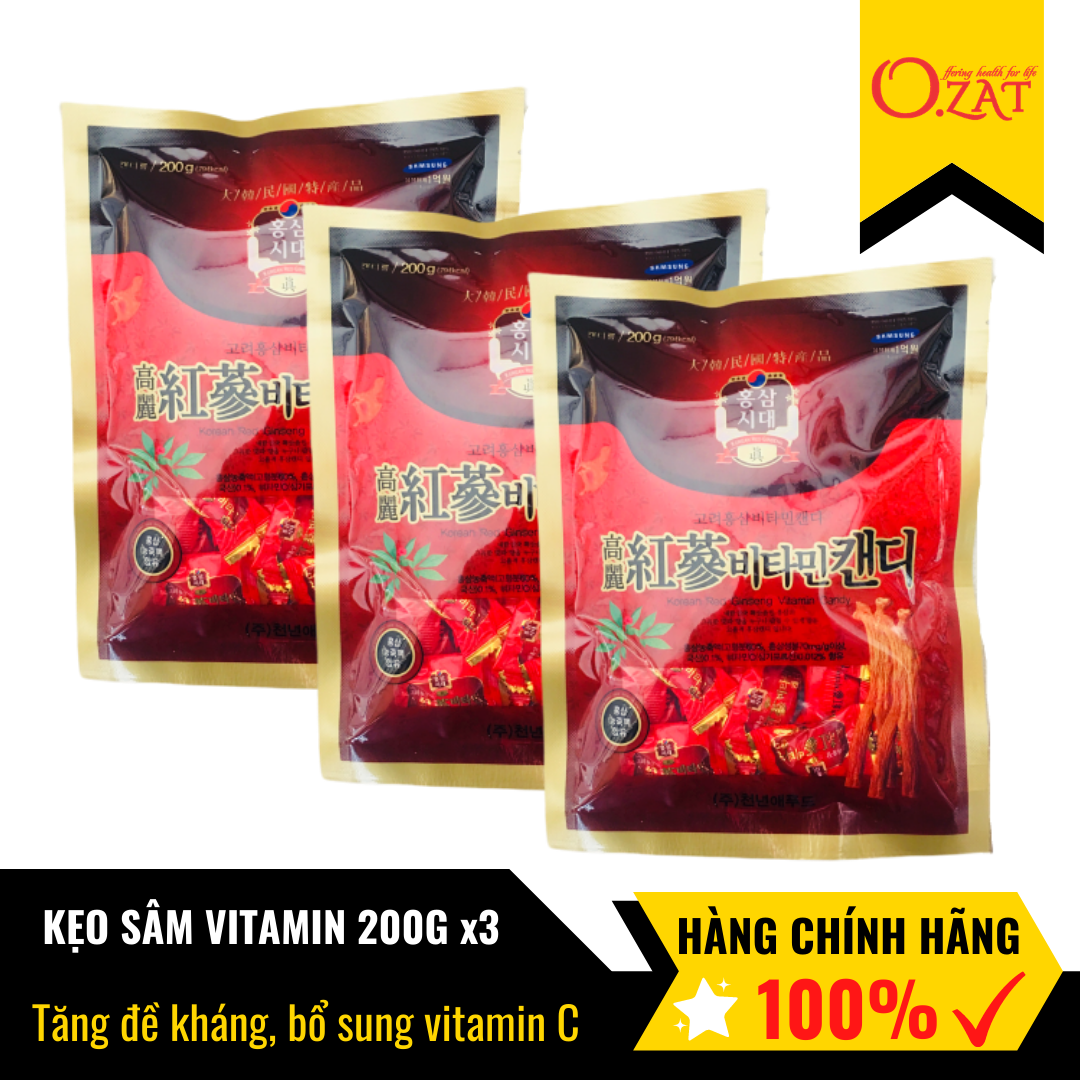 [HCM]Combo 3 gói kẹo sâm vitamin Hàn Quốc 200g