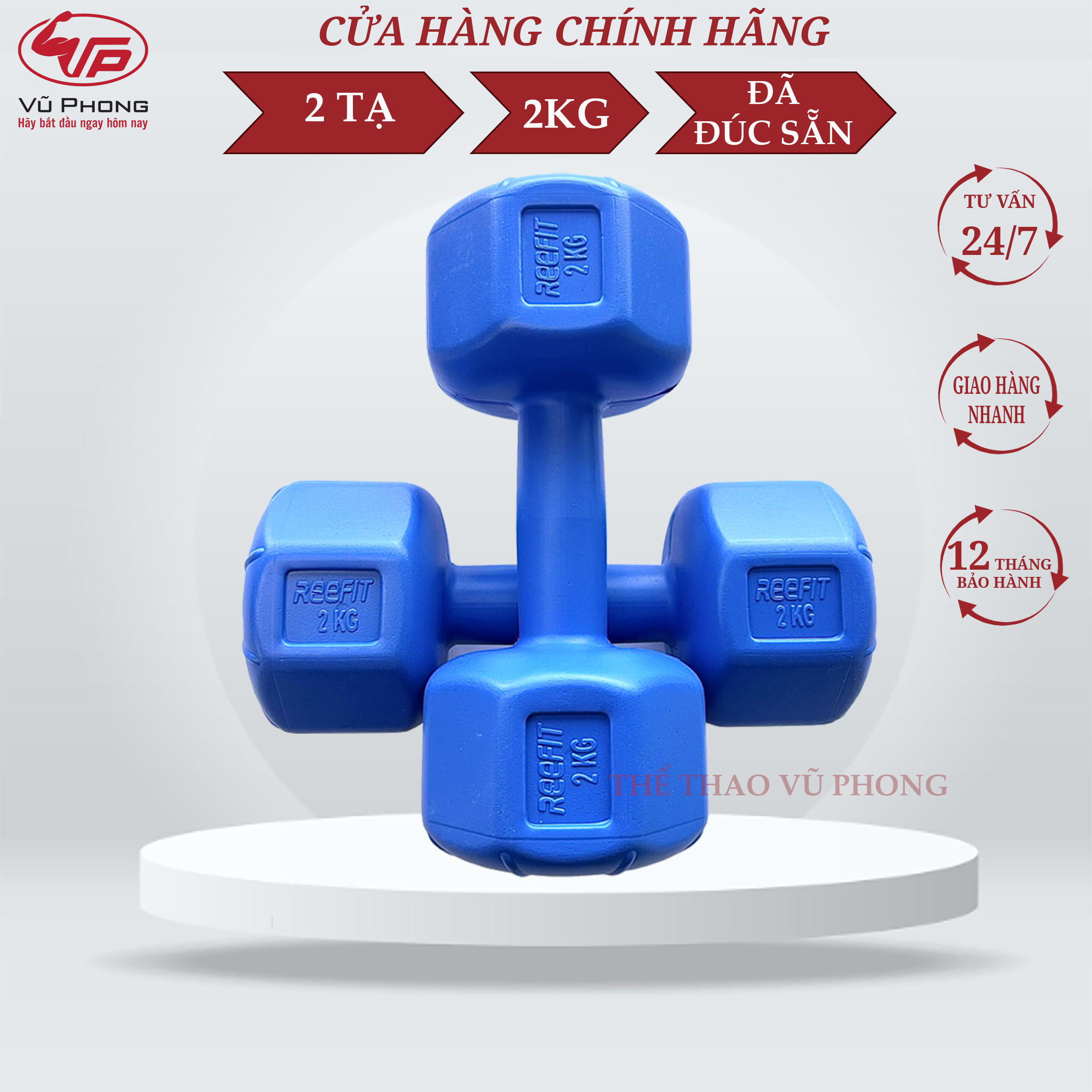 Bộ 2 tạ nhựa bát giác 2kg