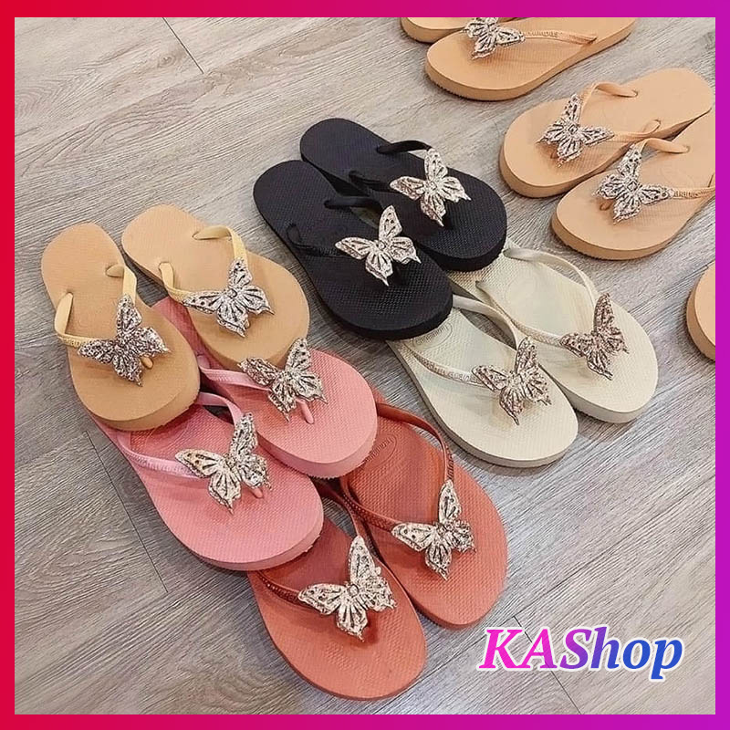 Dép kẹp Hava đính Charm Hồ Điệp nhũ lấp lánh