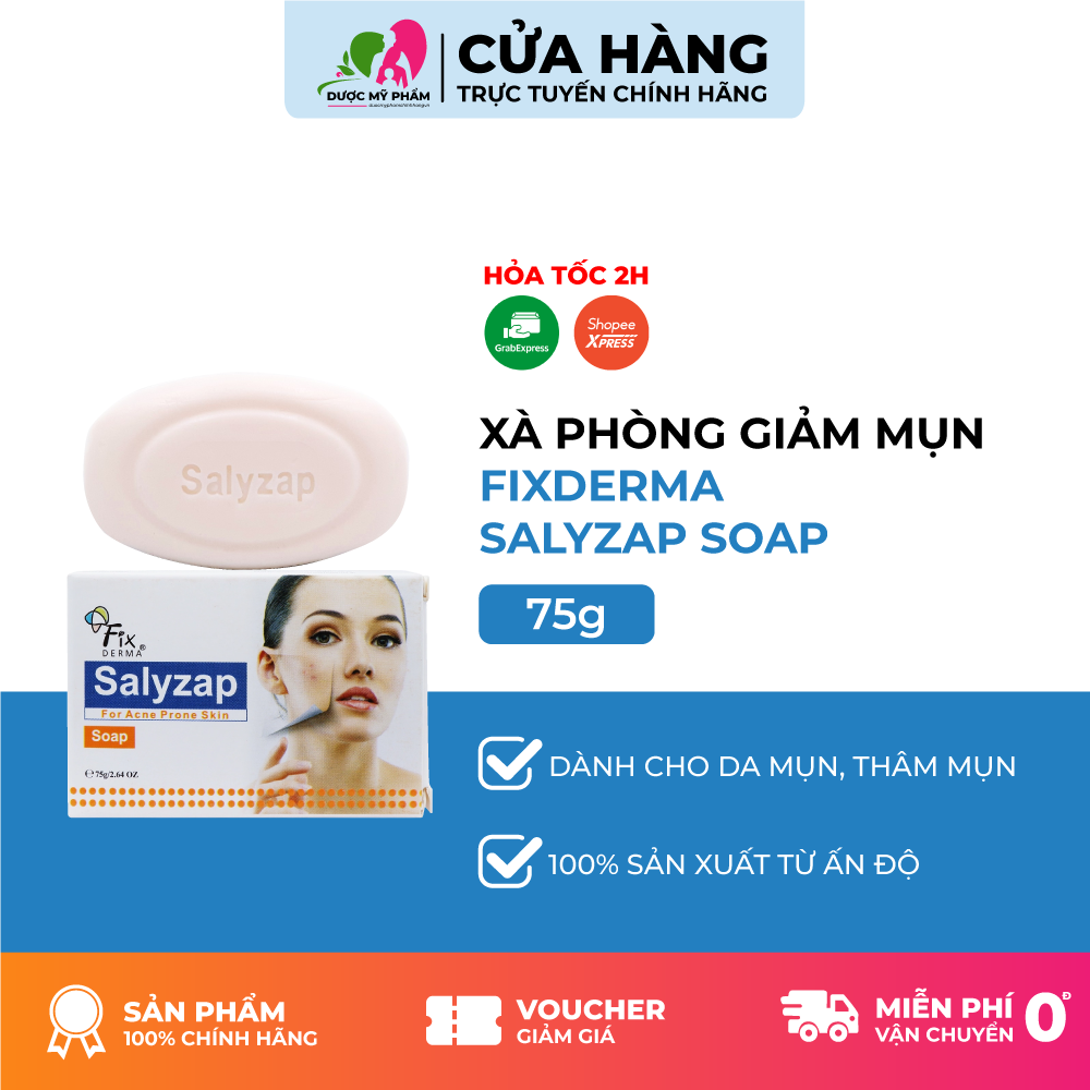 Xà phòng giảm mụn mờ thâm nám, làm sạch kháng khuẩn fixderma salyzap soap 75g