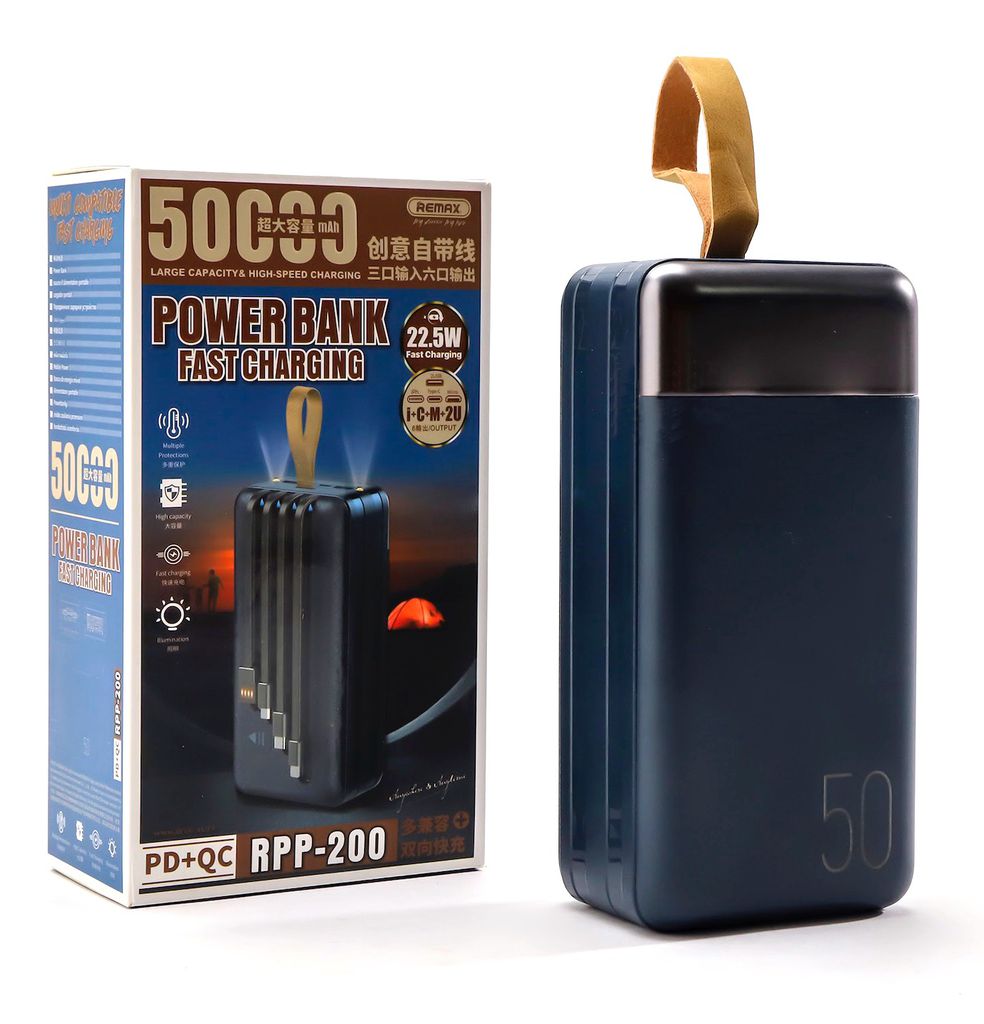 Pin sạc dự phòng remax-rpp-200 50.000mah qc22.5w pd20w, 3 inputs 6 outputs - sạc cực nhanh