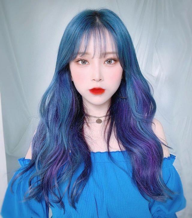 Tự nhuộm tóc màu Xanh biển tại nhà, hàng nội địa Việt Nam, không gây hư tổn cho tóc (Trọn bộ tặng gang tay, trợ nhuộm)