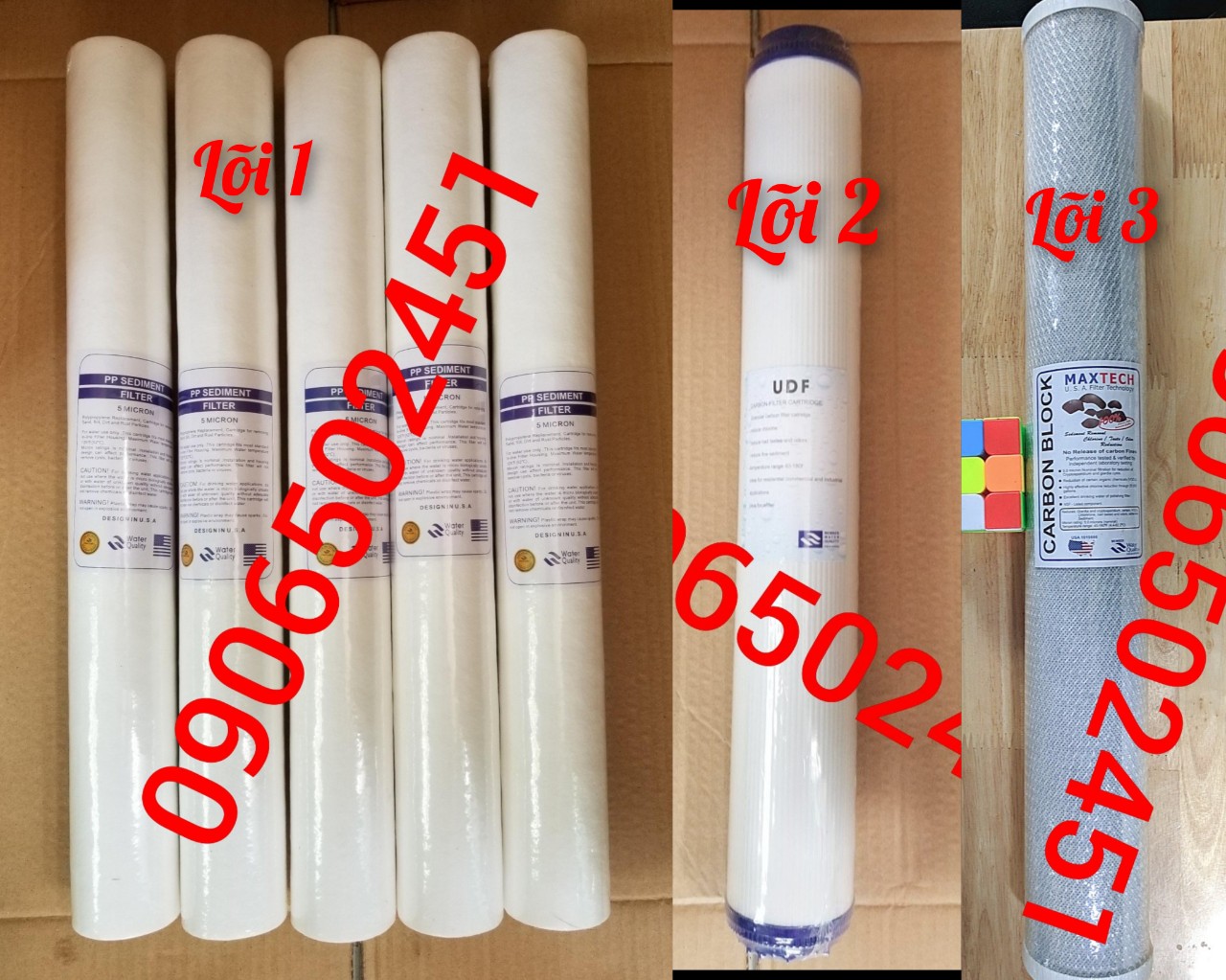 Bộ 3 lõi lọc nước ( lõi lọc thô) số 123 20 inch chuẩn USA