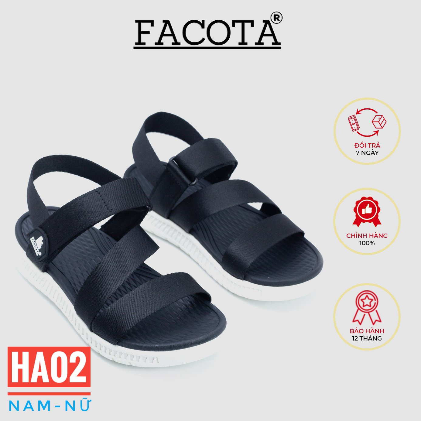 Giày sandal nam thể thao Facota Sport HA02 chính hãng sandal quai dù