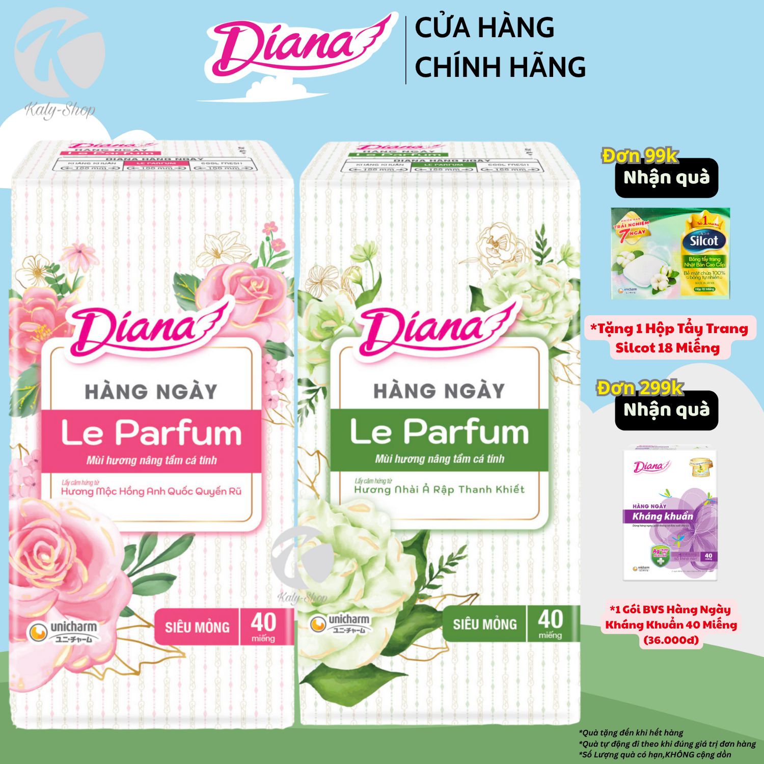 Băng Vệ Sinh Diana Hàng Ngày Le Parfum Gói 40 Miếng