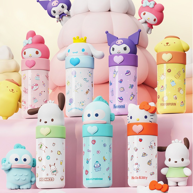Bình giữ nhiệt Sanrio 350mlBình giữ nhiệt Sanrio 350ml, cốc uống nước giữ nhiệt sanrio 350Ml Hình Búp Bê Hoạt Hình Kuromi Kawaii