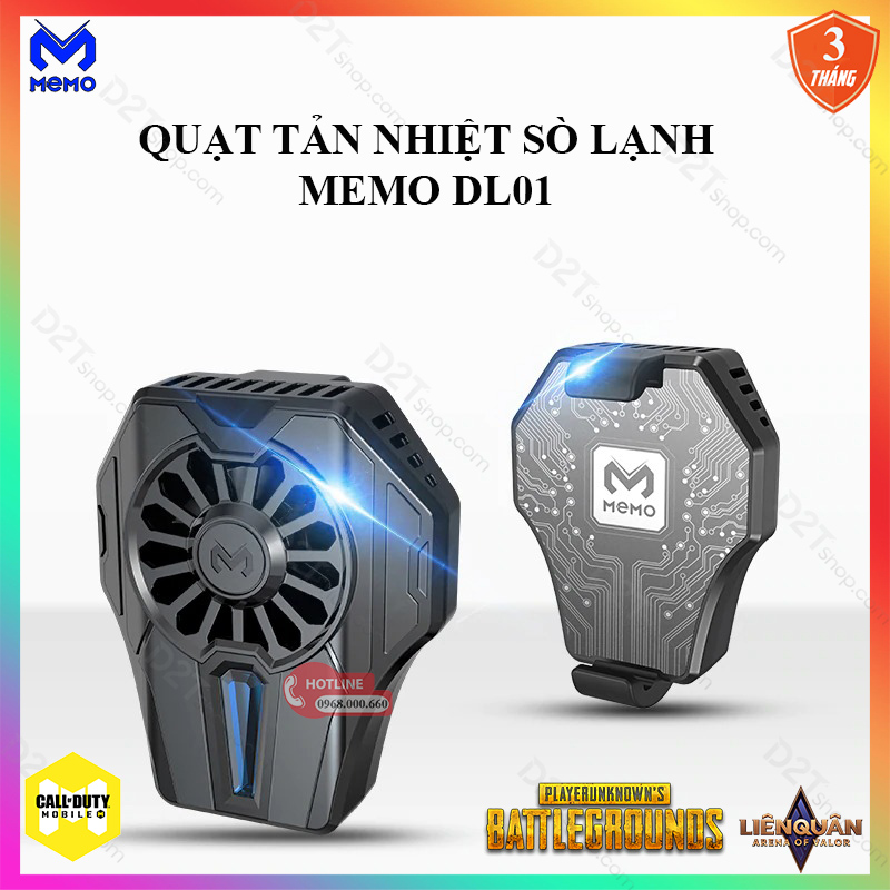 Quạt tản nhiệt gaming Memo DL01 cho điện thoại tản nhiệt sò lạnh siêu mát chơi PUBG COD cực thích