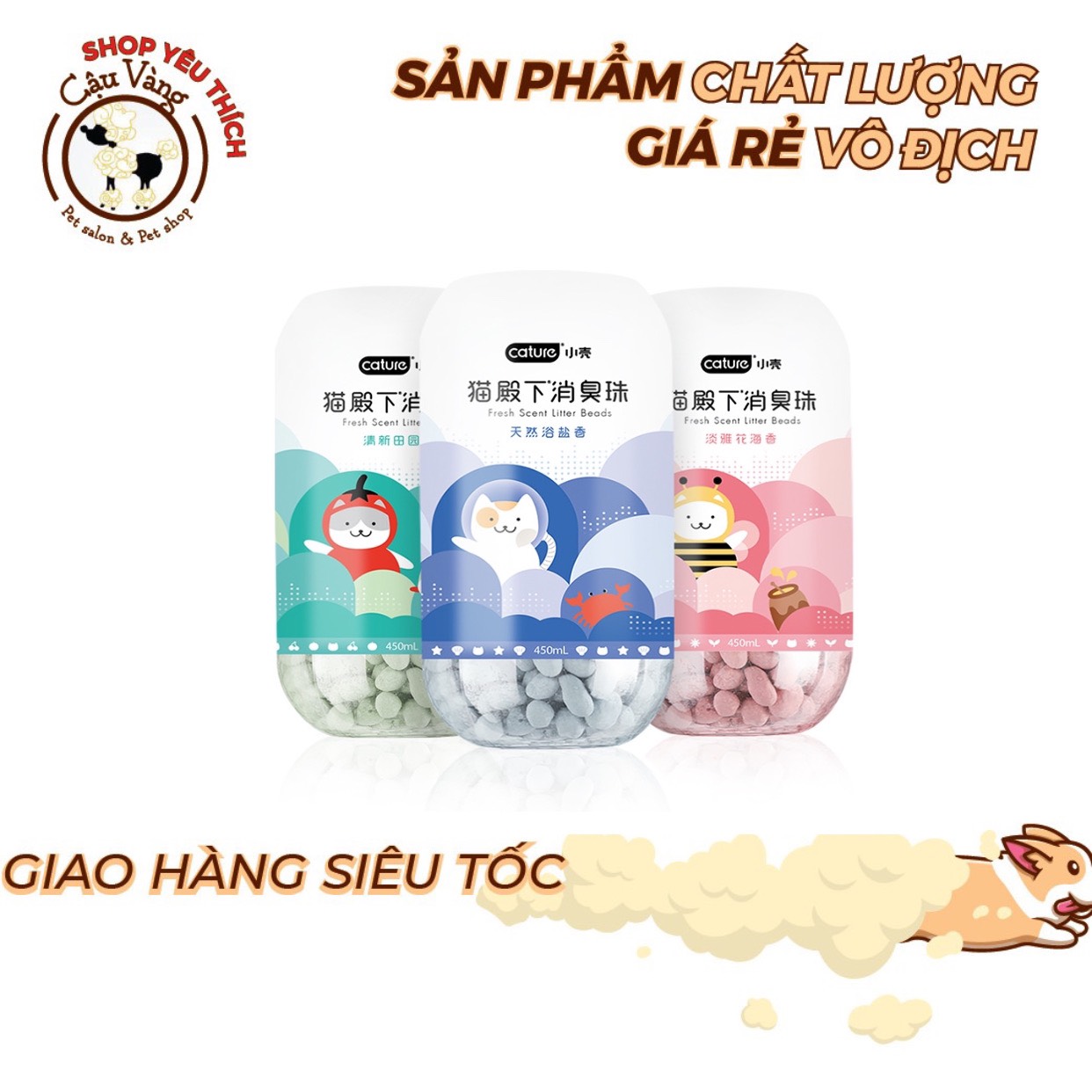 Hạt khử mùi shit mùi cát vệ sinh cature 450ml