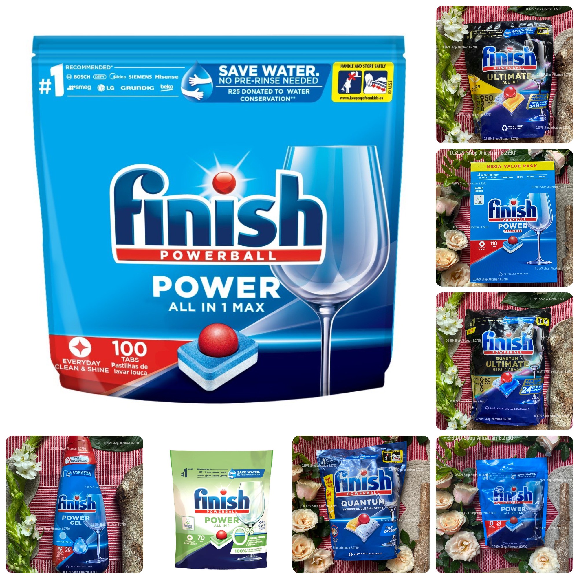 Viên rửa chén bát Finish ALL IN 1 / Essential - Finish Powerball All In One XXL / Essential Dishwasher