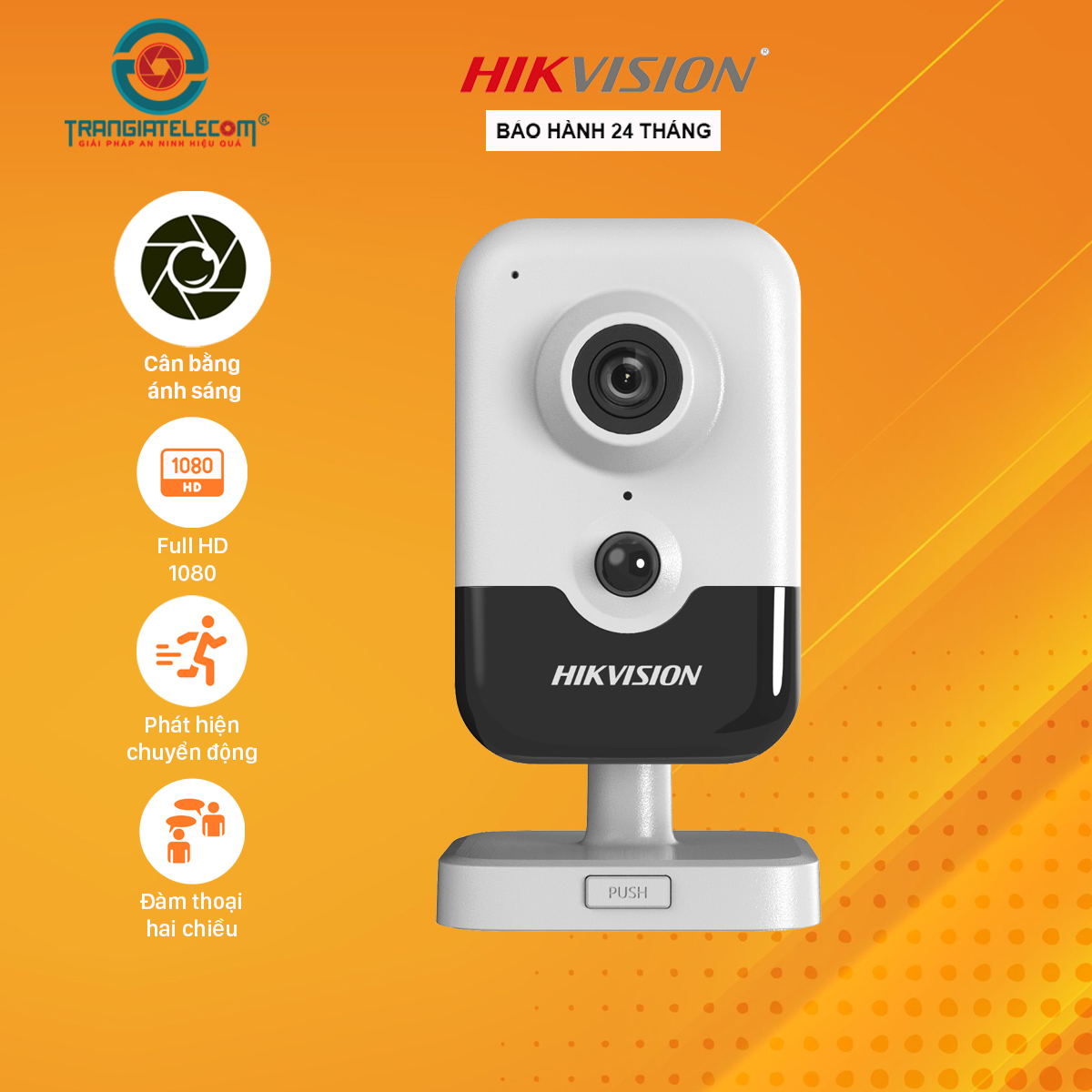Camera wifi hikvison cube ds-2cd2421g0-iw h265+ đàm thoại 2 chiều - trangiatelcom