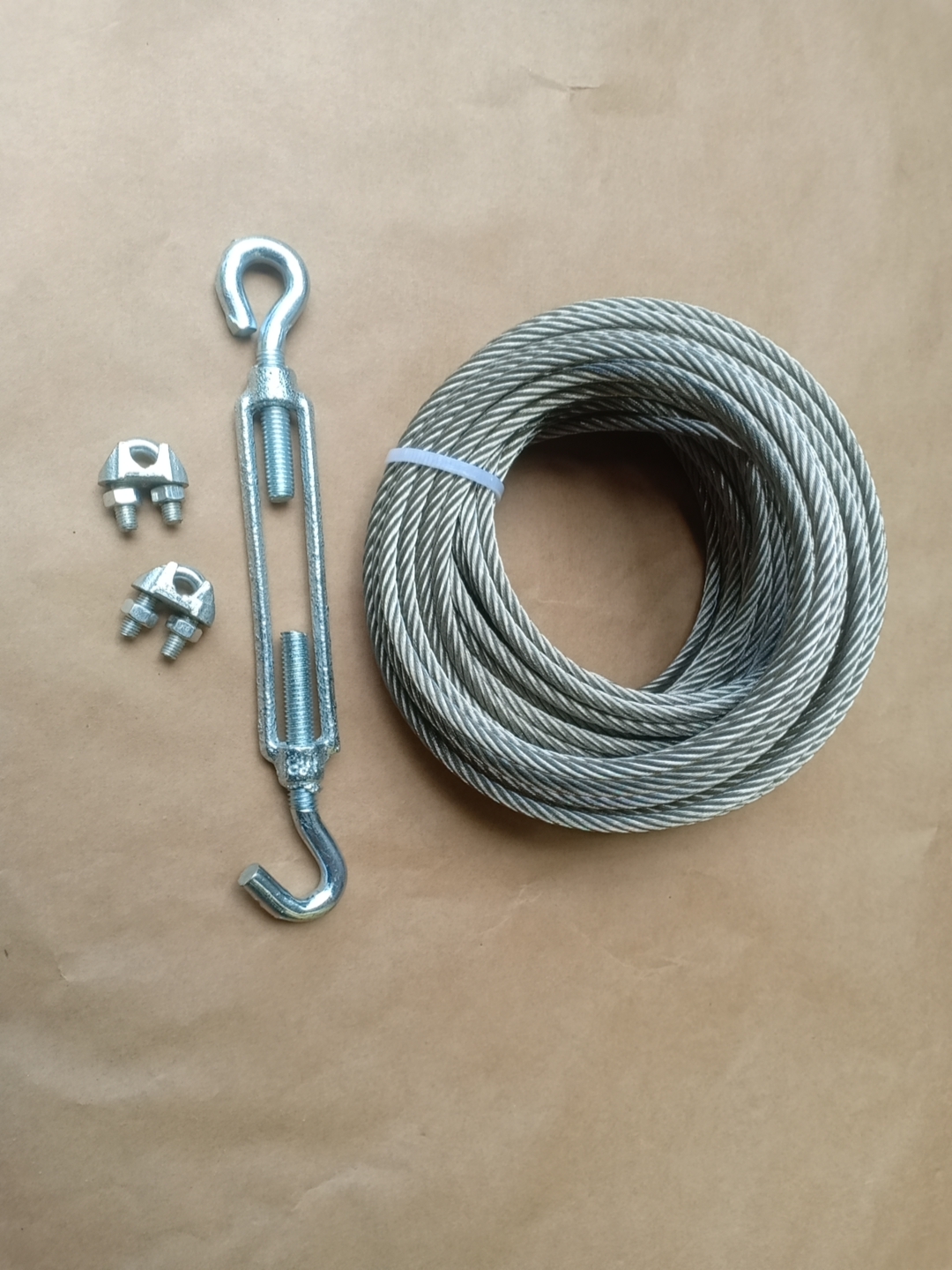 10 mét Dây cáp inox phi 4mm tặng kèm 2 khóa cáp 1 tăng đơ