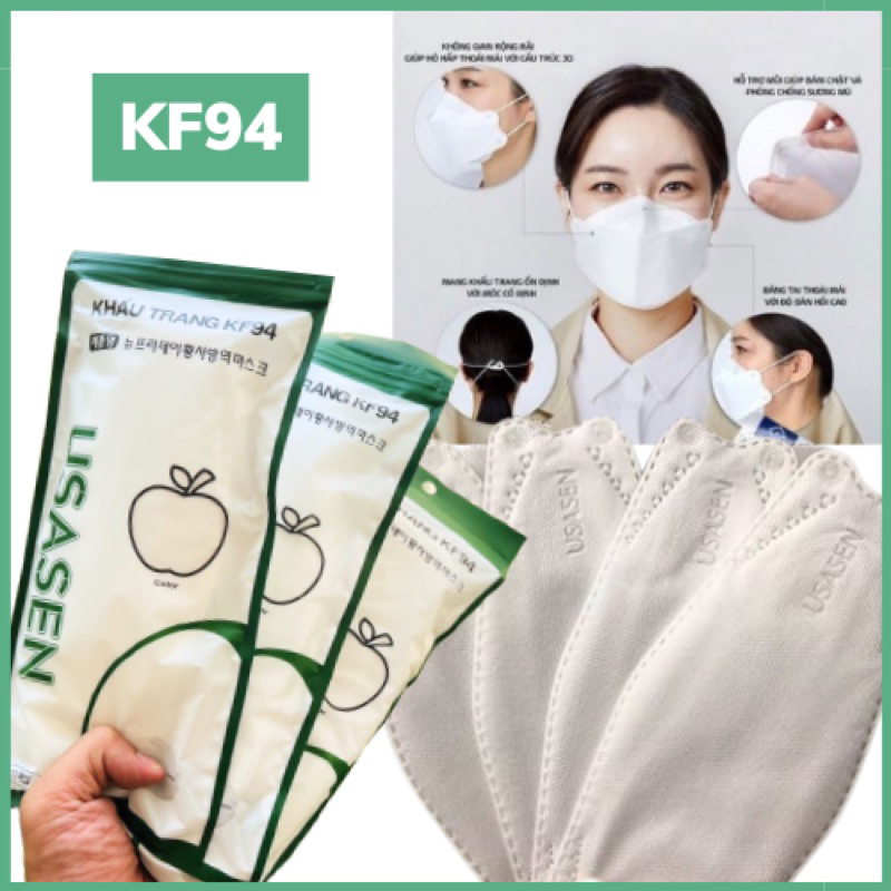 Khẩu trang y tế 4 lớp kf94 MASK, khẩu trang 4d chống bụi mịn và kháng khuẩn thời trang Hàn Quốc