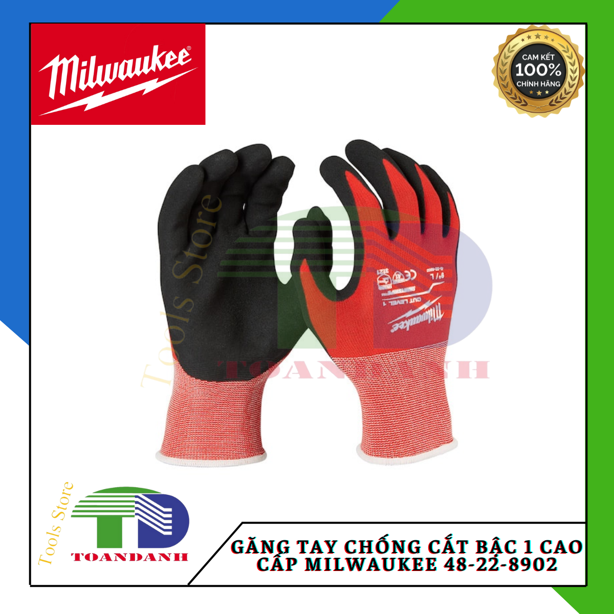 Găng tay chống cắt bậc 1 cao cấp milwaukee 48-22-8902