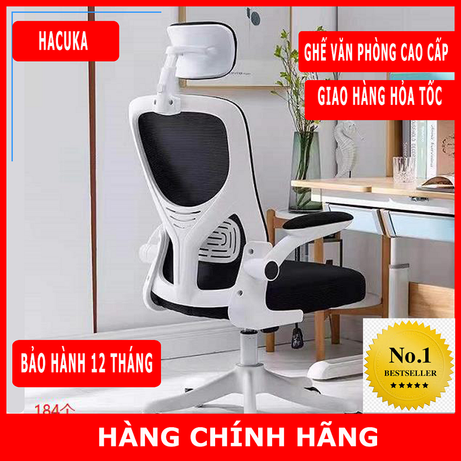 Ghế làm việc văn phòng, ghế chơi game xoay 360 độ điều chỉnh độ cao, có tựa gáy, giúp chống đau lưng, thư giãn cơ thể