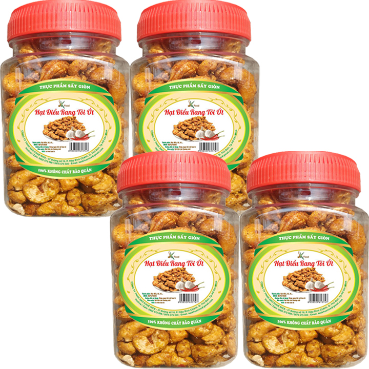 Combo 4 hũ hạt điều rang tỏi ớt - mỗi hũ 250g giòn ngon sk food