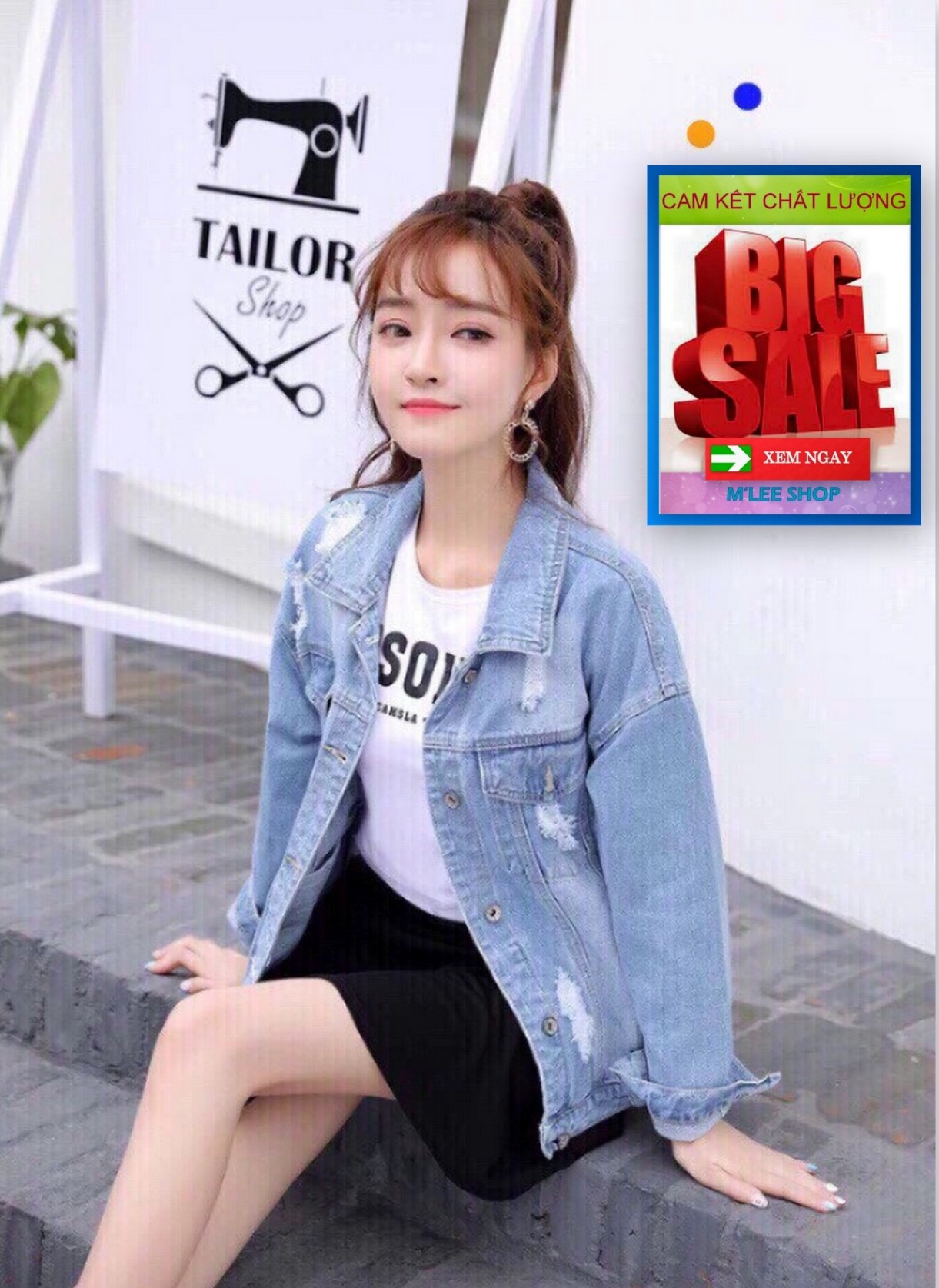 áo khoác jean nữ cao cấp vải jean hàng xịn chuẩn shop M'LEE SHOP MẪU MỚI NHẤT AZK107 thiết kế trẻ trung phong cách hàn quốc cá tính năng động thời trang M'LEE SHOP ML01228