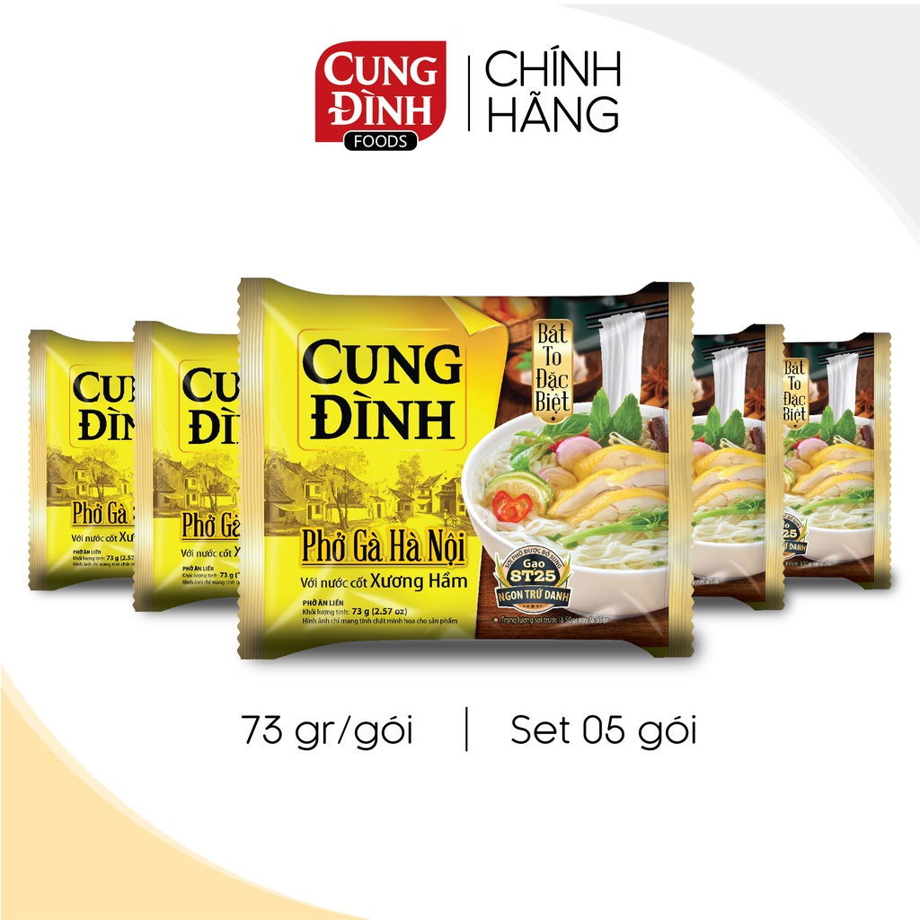 COMBO 5 GÓI Phở Gà Hà Nội Cung Đình Gói 73gr