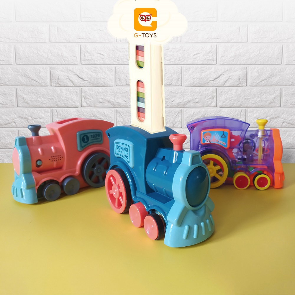 Tàu lửa tàu hỏa xếp domino tự động đồ chơi sáng tạo chất liệu nhựa ABS cao cấp an toàn cho bé