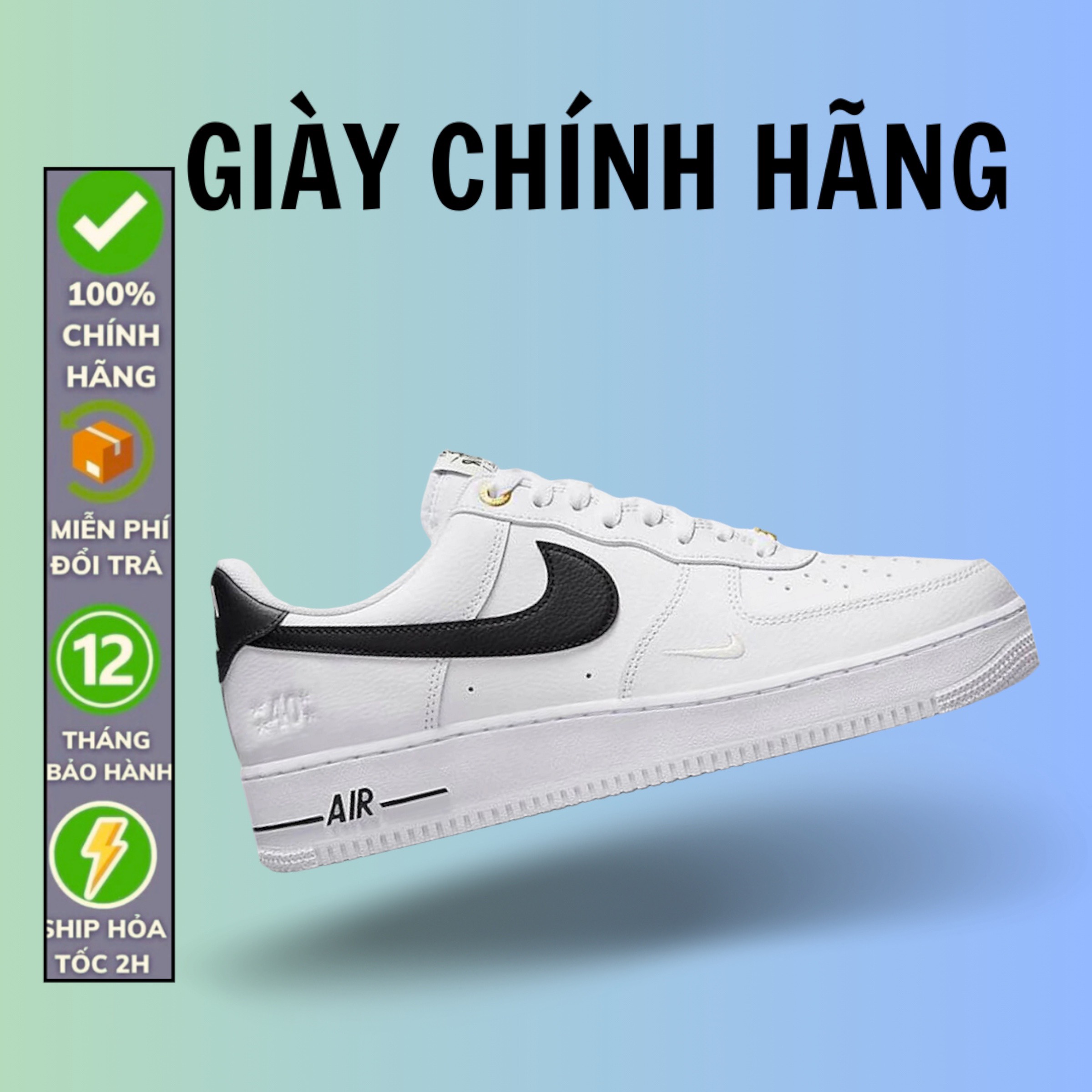 (Chính Hãng) Giày  Air Force 1 40 Years Đen và Xanh Lá chính hãng DQ7658-100 DQ7658-101