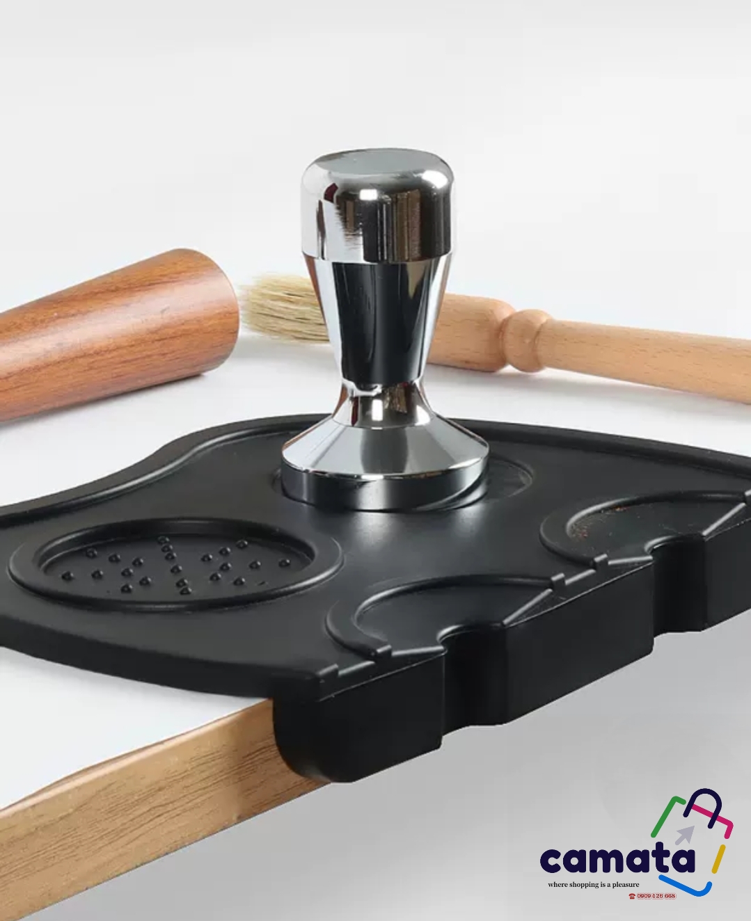 Dụng cụ nén cafe - CAMATA - cục nén TEMPER dùng cho máy pha cà phê - Thép không gỉ - dụng cụ tamper nén cafe