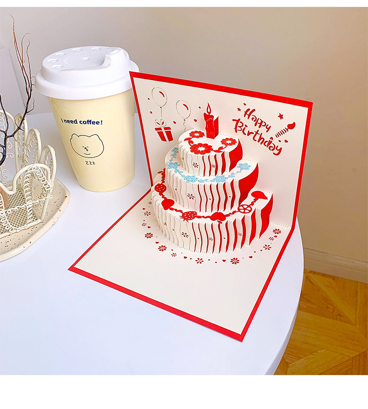 Thiệp chúc mừng sinh nhật họa tiết nổi 3D nhiều màu sắc dễ thương Happy Birthday handmade
