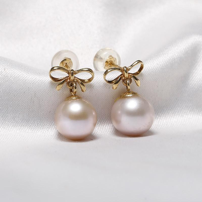 EROPI -Bông tai vàng 18k ngọc trai thật Camge 7-8mm