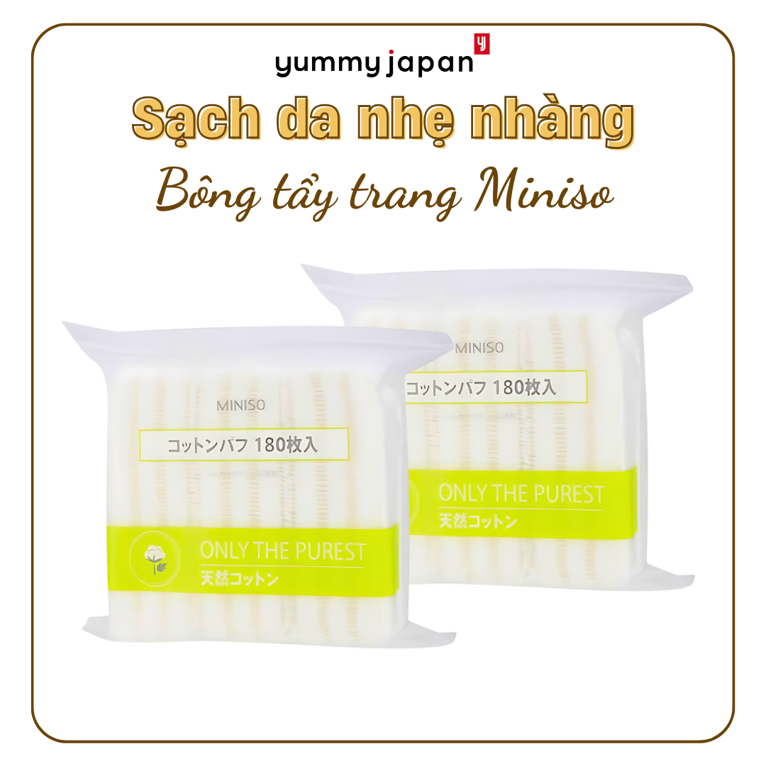 Bông tẩy trang miniso nhật bản gói 180 miếng yummy japan