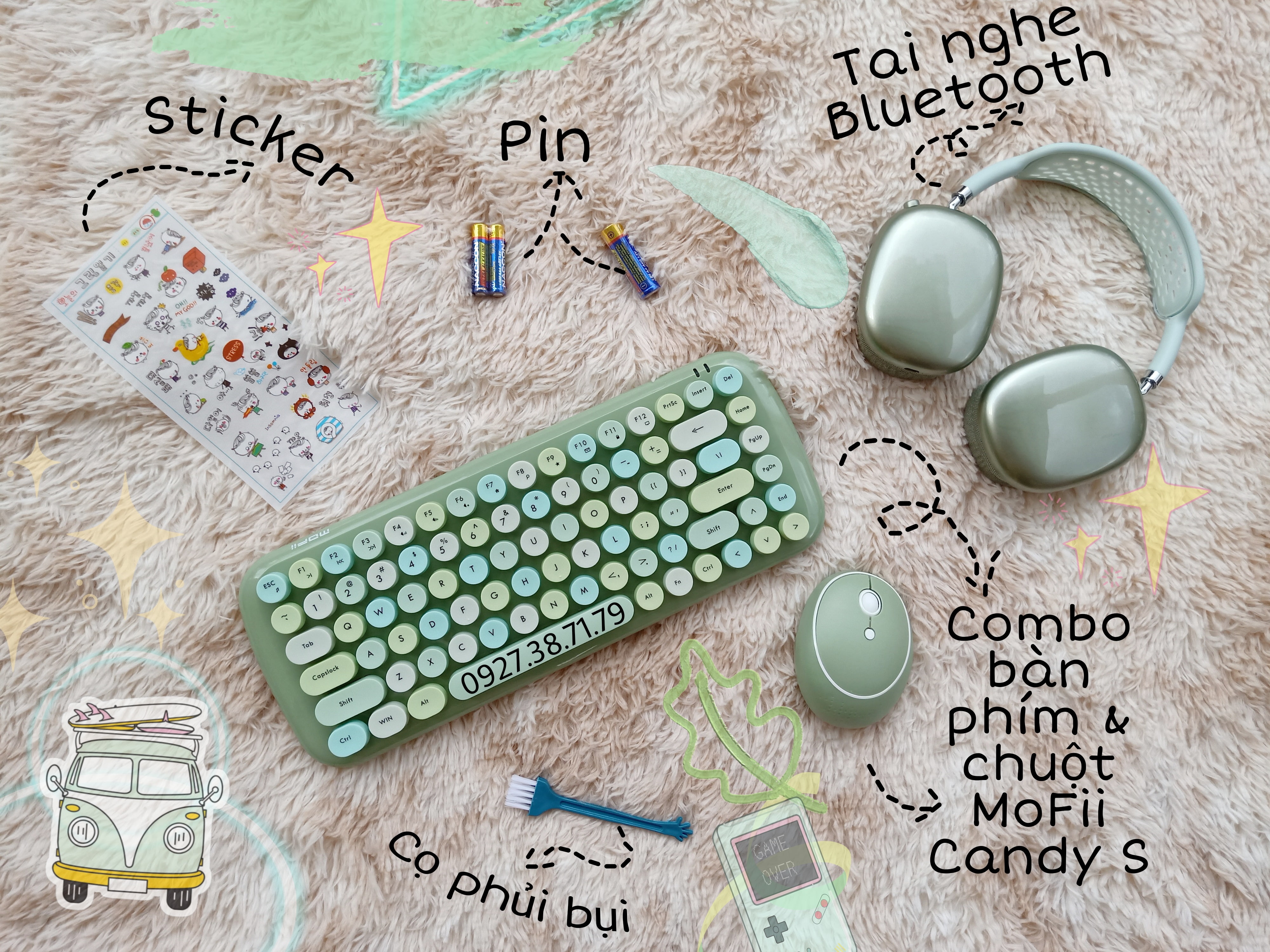 Bộ Chuột và Bàn Phím Giả Cơ Không Dây MOFii Candy S - Dùng cho PC, máy tính bàn, laptop, tivi, điện thoại, iPad, iPhone 7