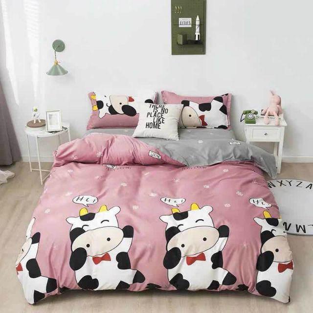 Bộ Chăn Ga Gối Bò Sữa Hi Cotton Poly Bộ Chăn Ga Gối Cao Cấp Nhập Khẩu 5 Món, 4 Món Bộ Sản Phẩm Chăn Ga Gối Nệm Nhiều Kích Thước Dùng 4 Mùa Gồm 1 Ga, 1 Vỏ Chăn, 02 Vỏ Gối (Có Lựa Chọn Mua Thêm Vỏ Gối Ôm)