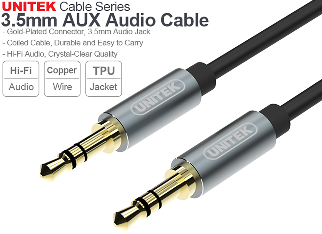 Cáp tín hiệu âm thanh 1 mét jack 3.5mm to 3.5mm unitek y-c 926abk - y-c 926abk
