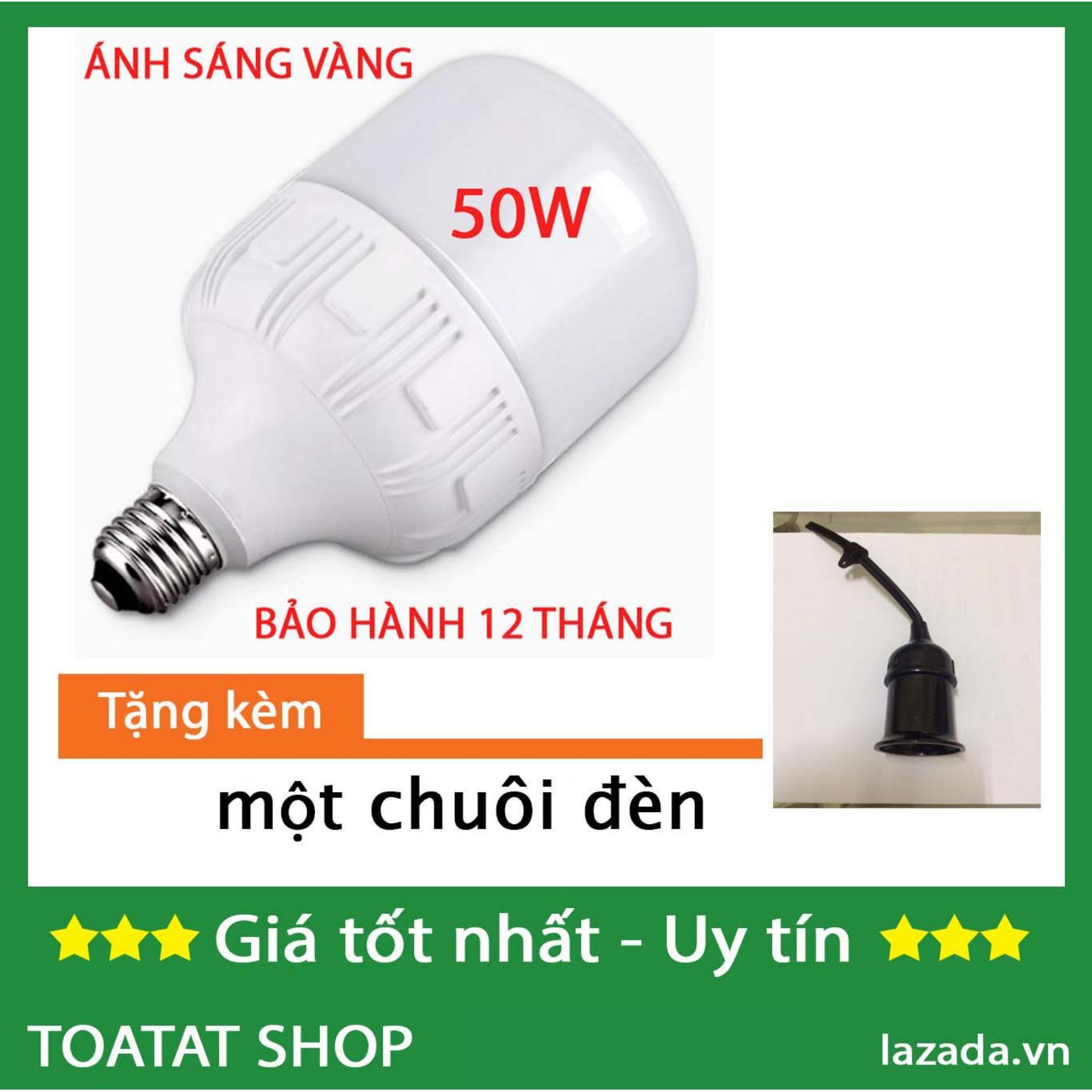 [Sĩ] Bộ 1 / 2 Bóng đèn led trụ 50w (ánh sáng Vàng) - tặng chuôi đèn