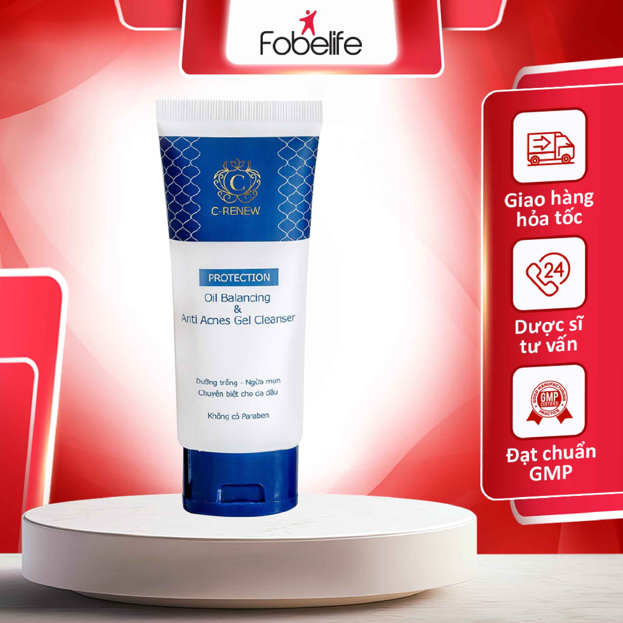 Gel rửa mặt dưỡng trắng, ngừa mụn dành cho da dầu c - renew - tuýp 50g/ 100g