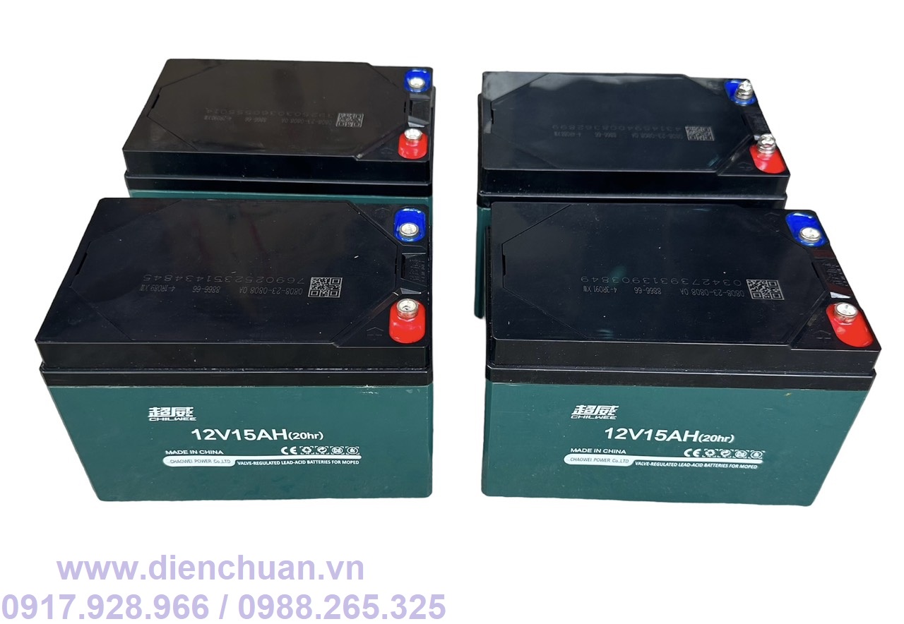 Bộ 4 bình ắc quy xe đạp điện CHILWEE 48V 15AH- Thương hiệu nổi tiếng Trung Quốc