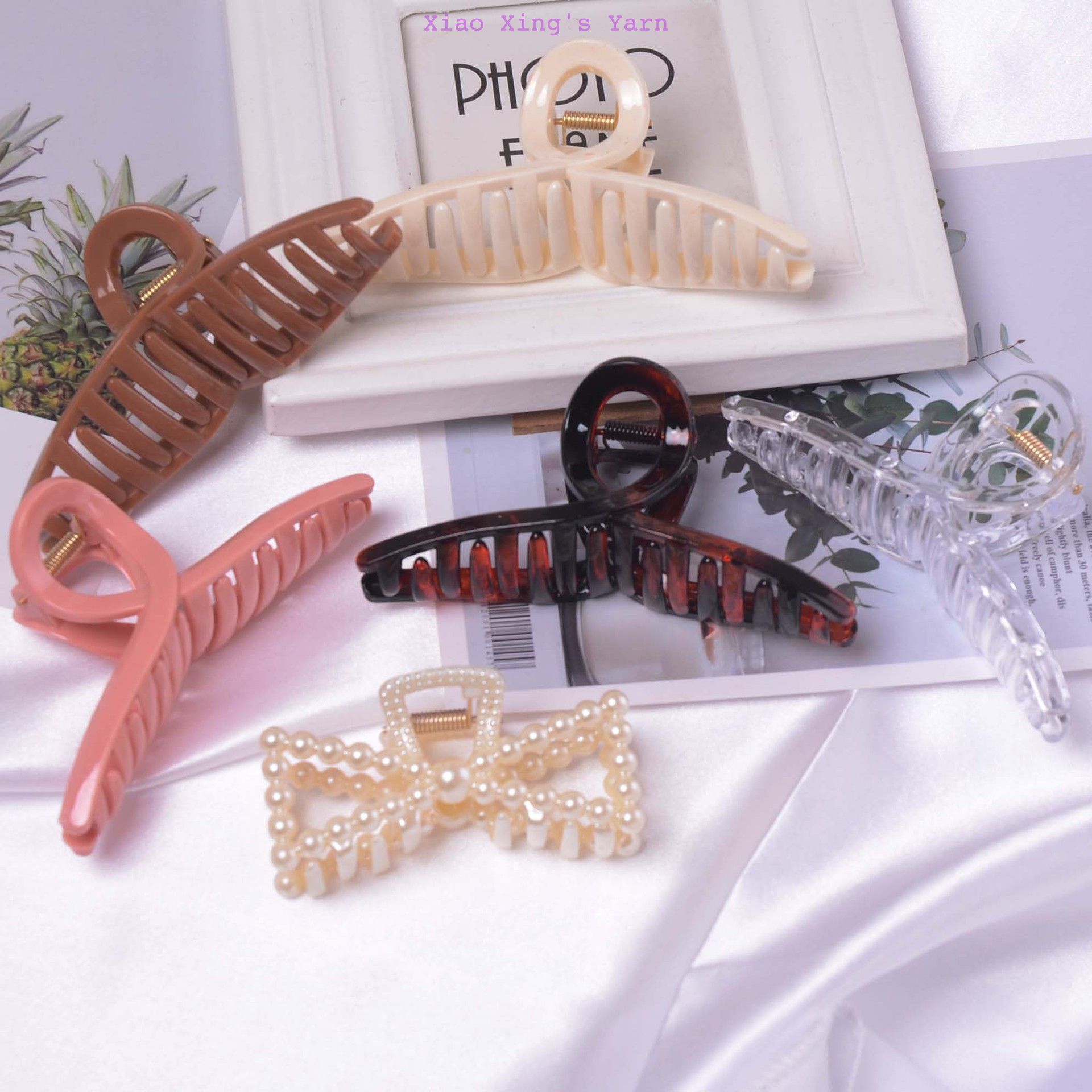 Phôi kẹp tóc trong suốt càng cua 11cm nhiều màu làm đồ handmade | Xiaoxingyarn